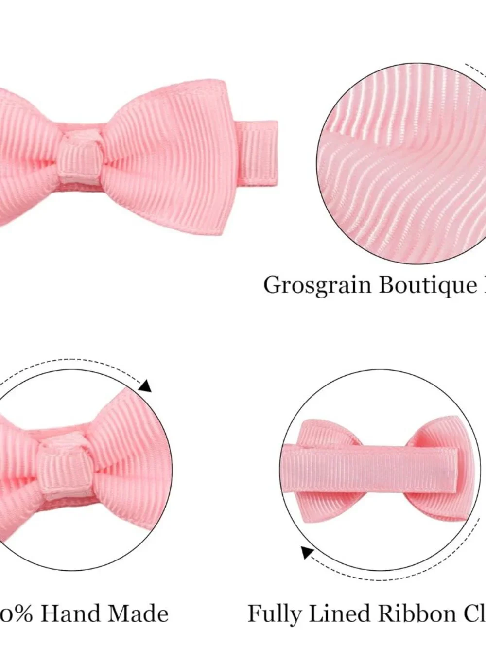 Baby Girls Fully Lined Hair Bows Hair Pins, 2' Hair Bows, 50 Pieces/25 Pairs - I